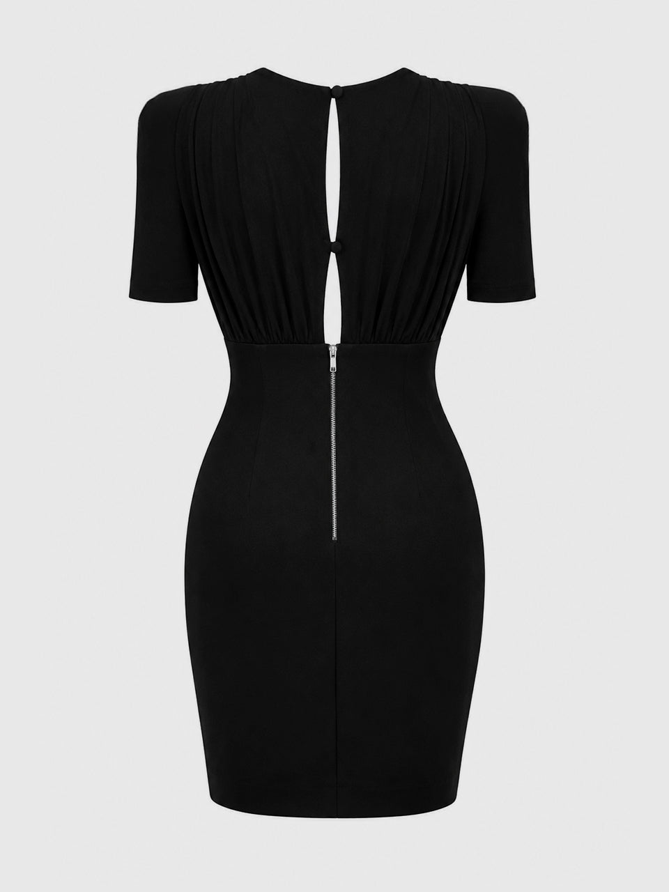 Vestido Donna Curto em Mix de Malha e Crepe Preto | Limonada Pink