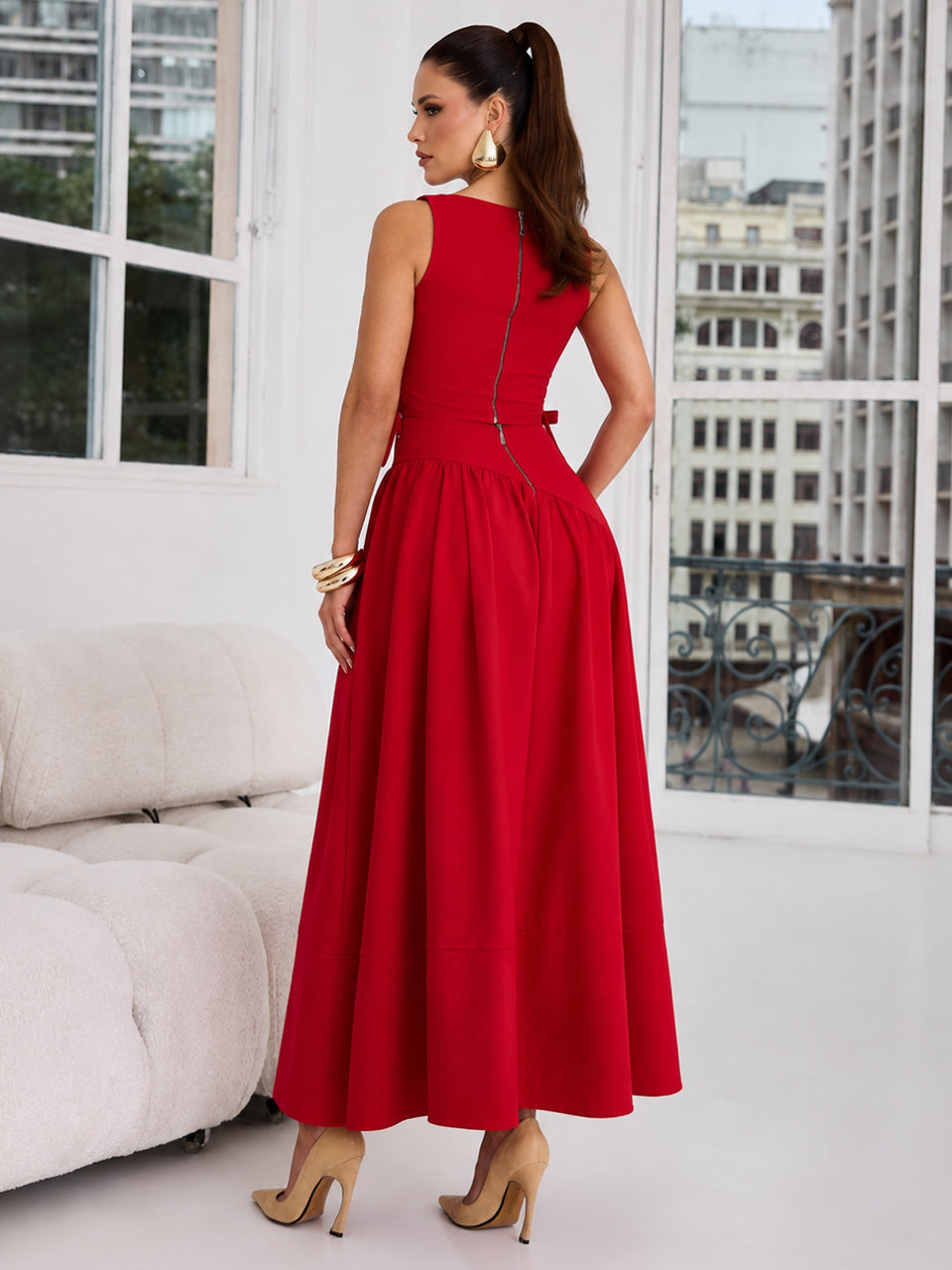 Conjunto Secretos Midi em Crepe Vermelho | Limonada Pink