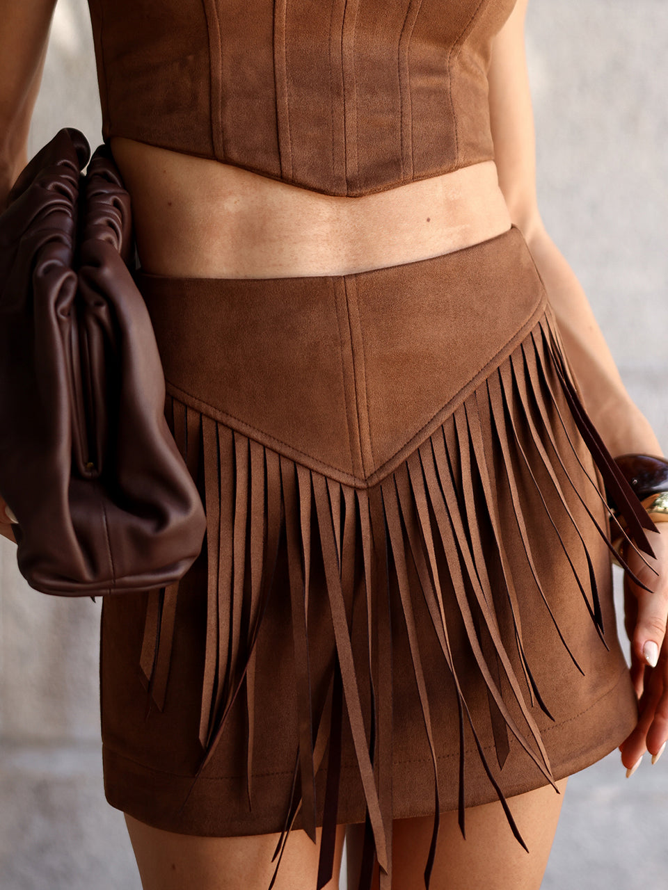Roxana Coffee Suede Set