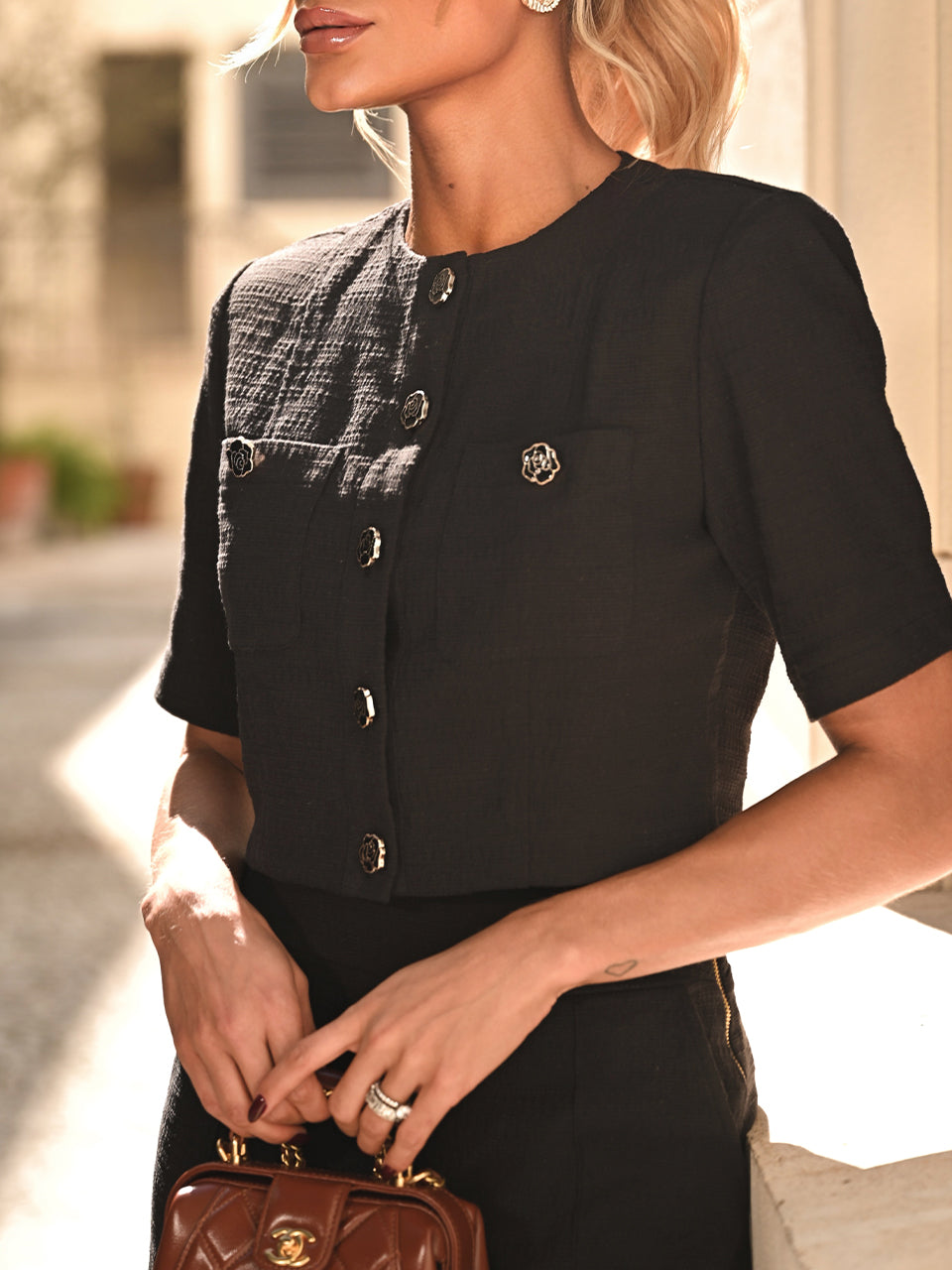Conjunto de tweed negro Noir Classique