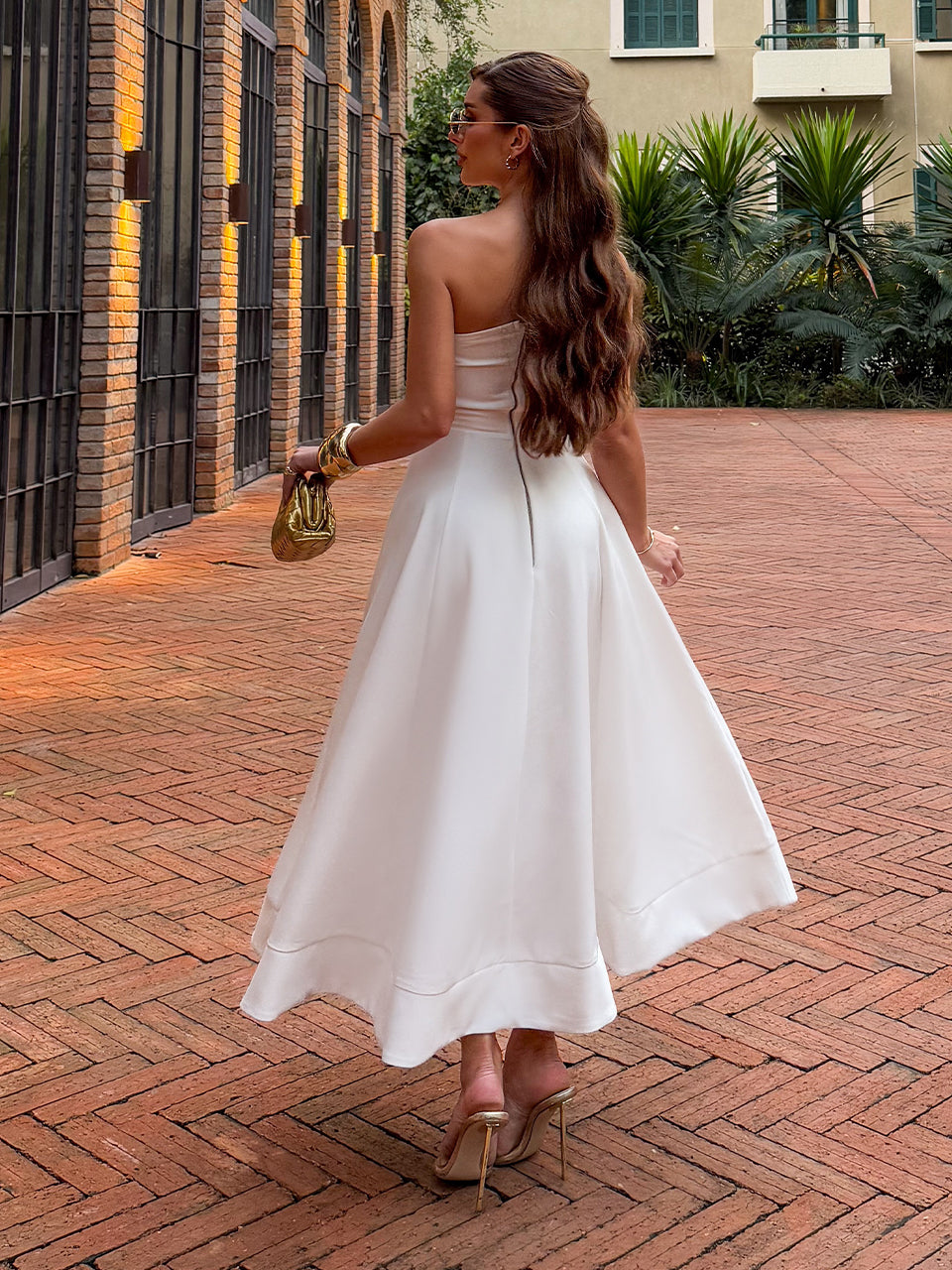 Fresh Essenza Off-White Crepe Midi Dress