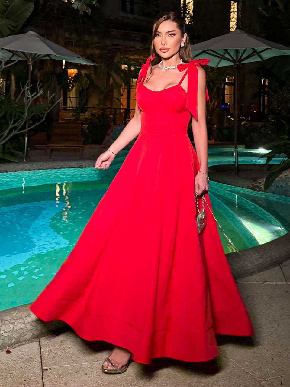 Vestido midi de crepé rojo Fresh Rosso Amore