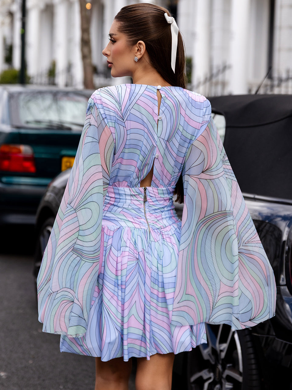 Vestido Curto Estampado em Tule Bayswater