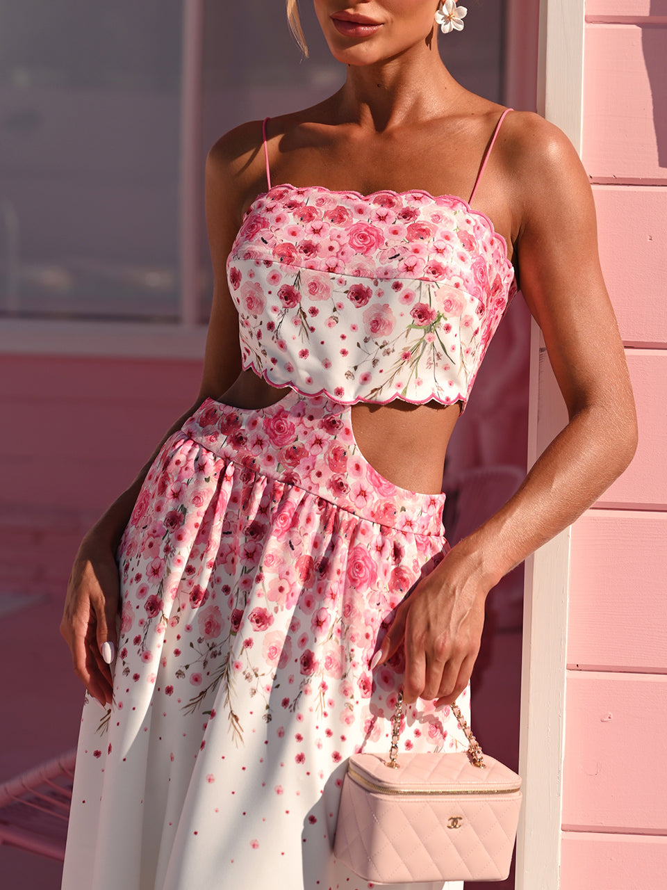 Vestido Midi Estampado Rosas Charm