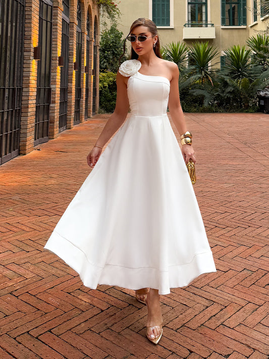 Vestido Midi em Crepe Off White Fresh Essenza