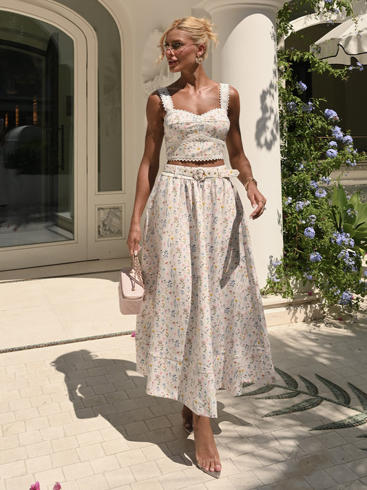 Conjunto Midi em Crepe Estampado Fresh Fiorire – Off White Floral