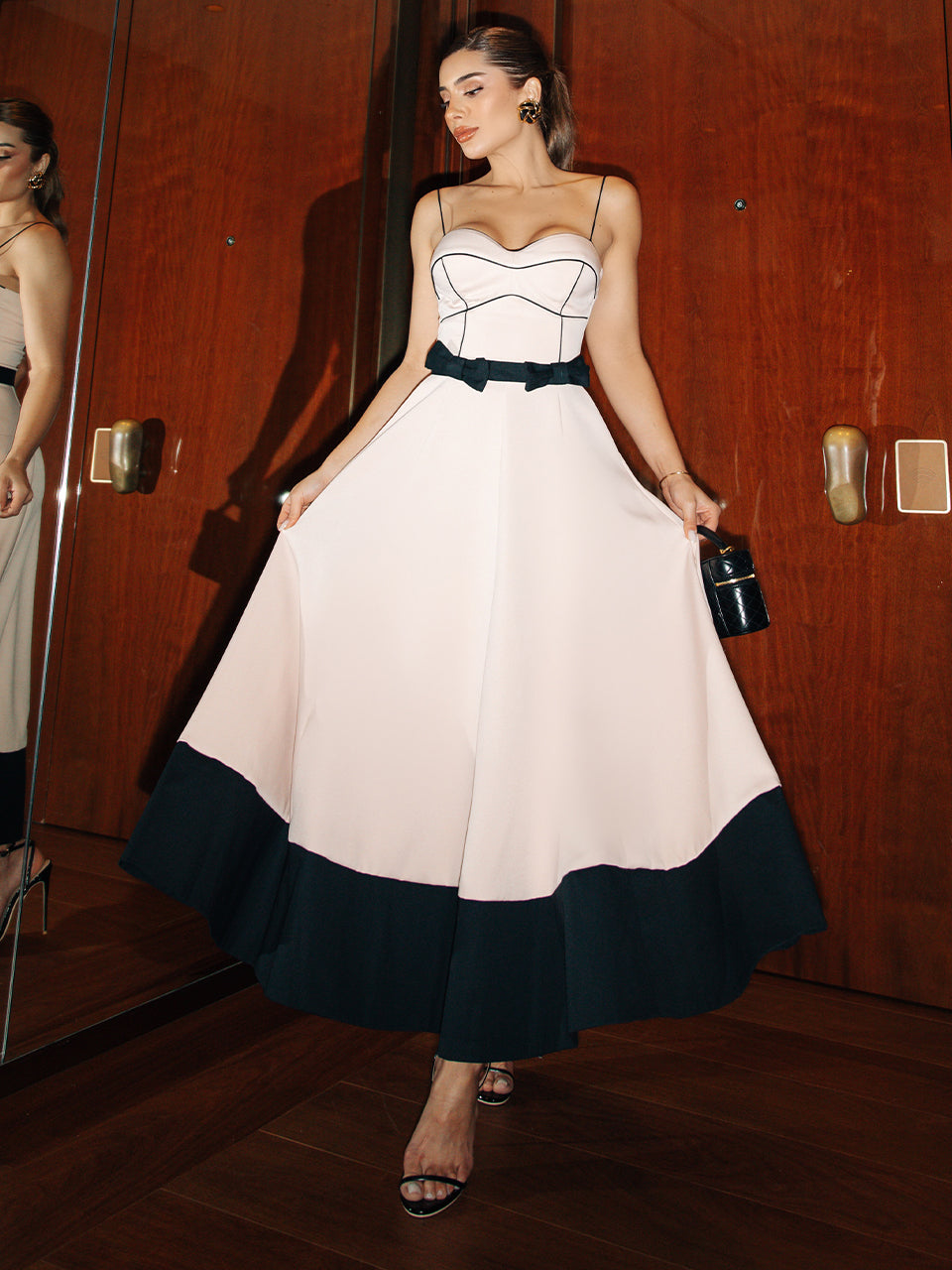 Nude Midi Dress in Bianca Crepe