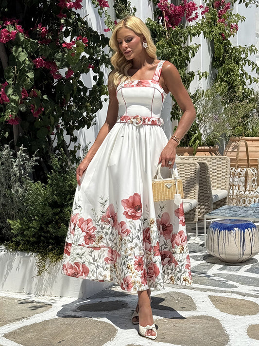 Vestido Midi em Crepe Estampado Fresh Fiore d’Estate Floral