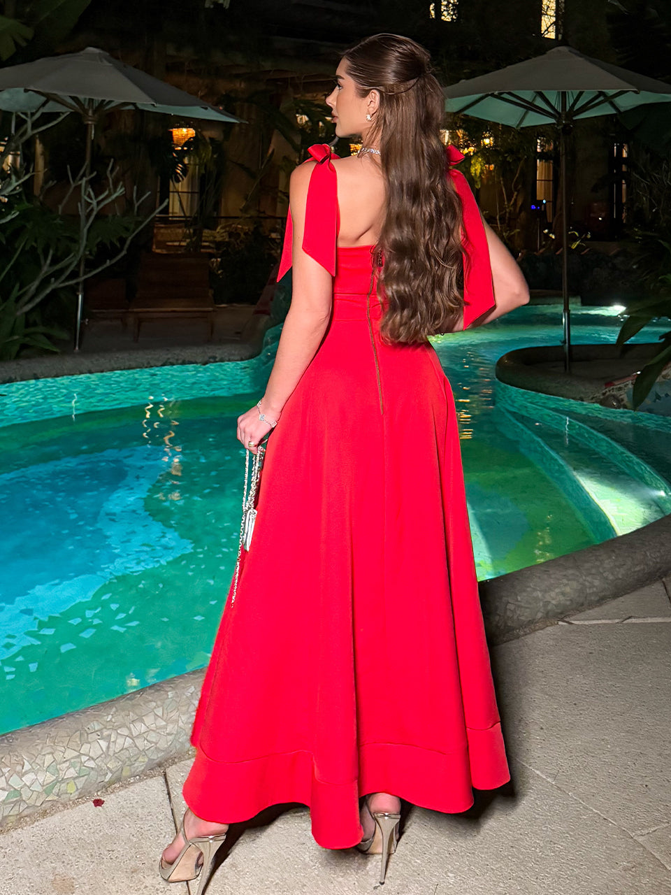 Vestido midi de crepé rojo Fresh Rosso Amore
