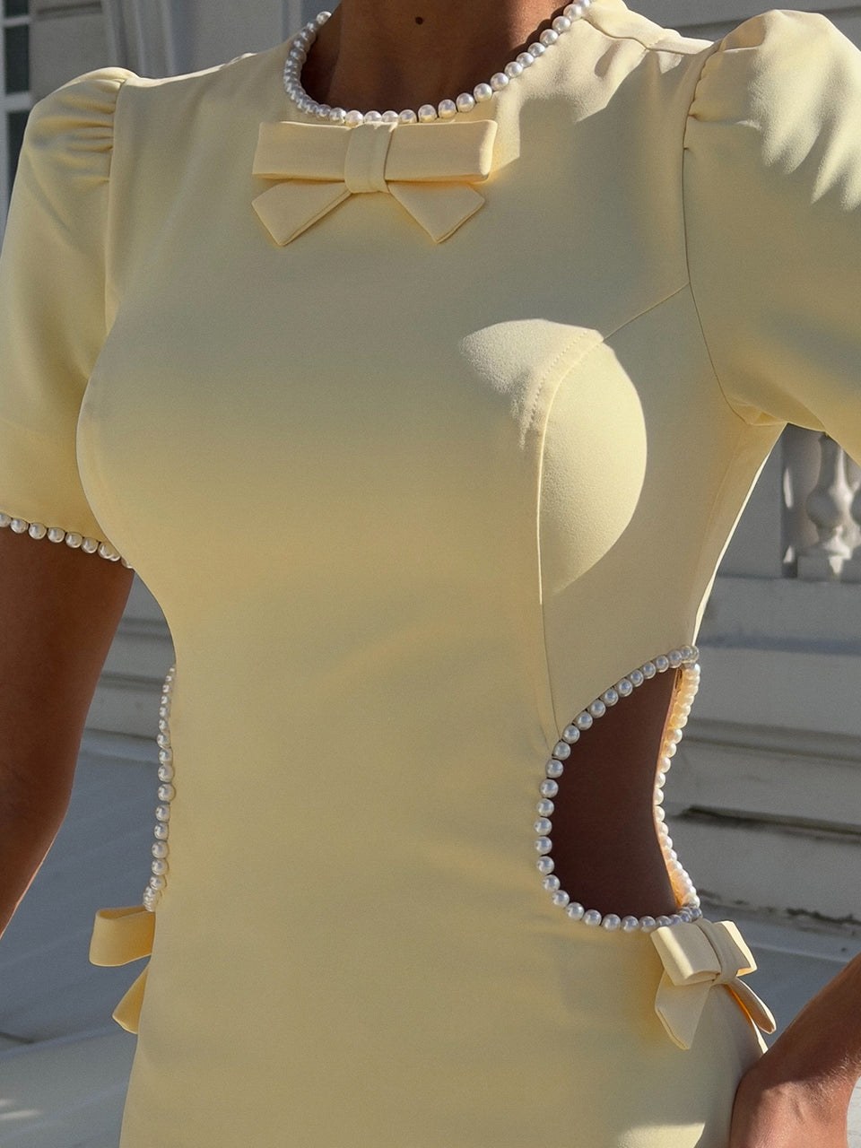 Vestido Curto Sunset Celebration Amarelo Manteiga