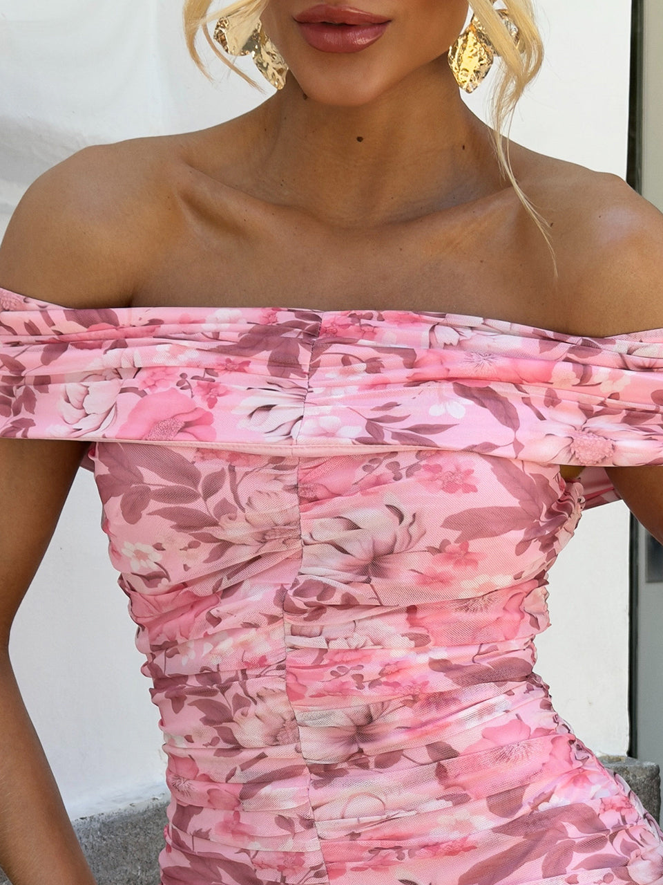 Vestido Midi Drapeado Pink Sunset