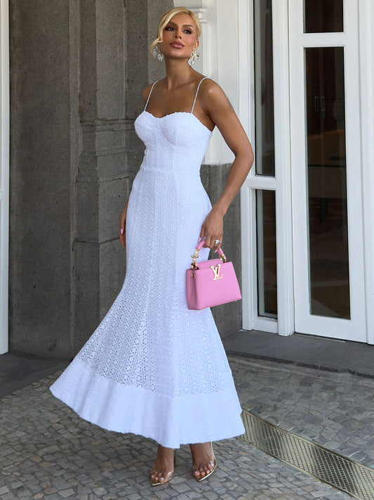 Vestido Midi Renda Branco Lace Radiance