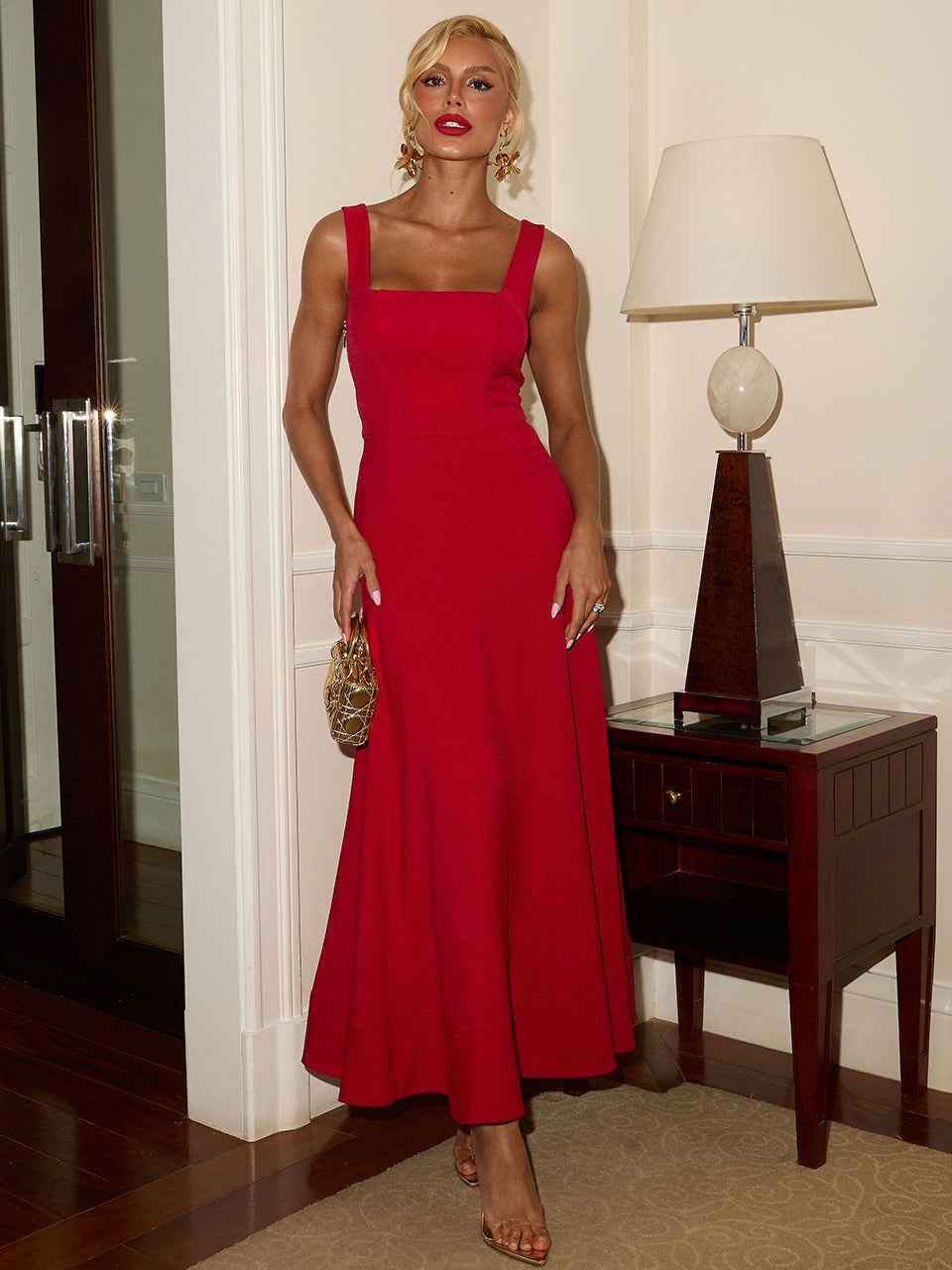 Vestido Midi Scarlet Laços Vermelho