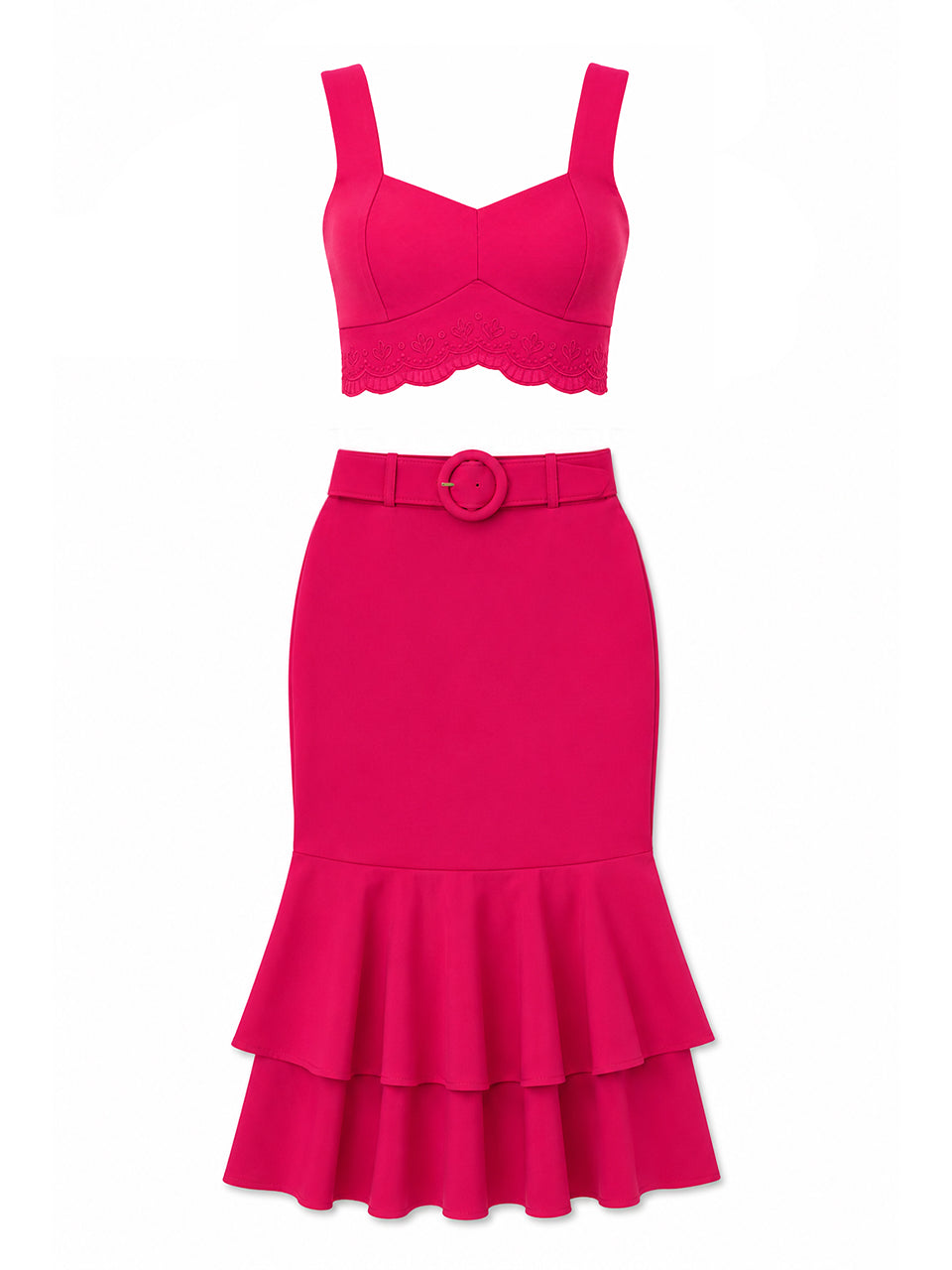 Conjunto Midi em Crepe Pink Compasso