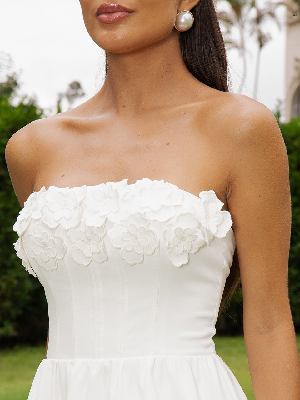 Vestido Curto de Crepe Off White Valentina