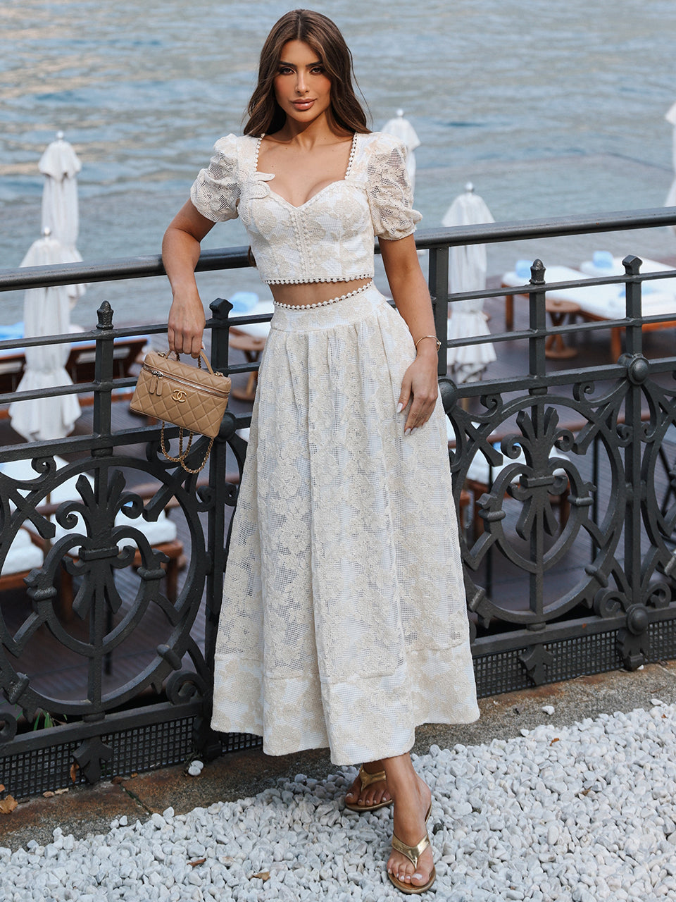 Conjunto de Renda Areia Midi Bella Di Siena