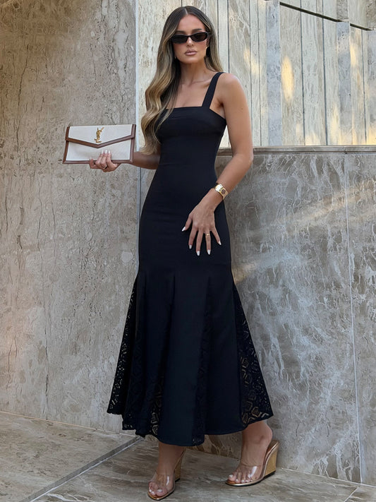 Vestido Midi Sereia Preto Riviera