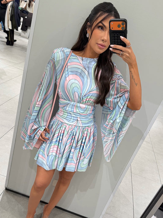 Vestido Curto Estampado em Tule Bayswater