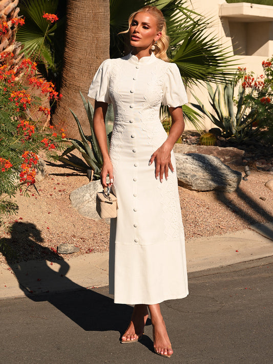 Vestido Midi Off White Renda Classic