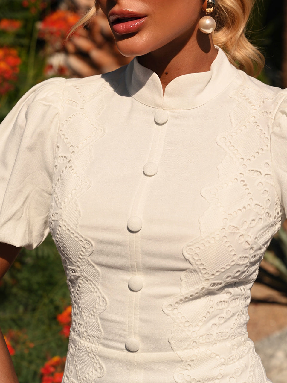 Off-White Lace Classic Midi Dress