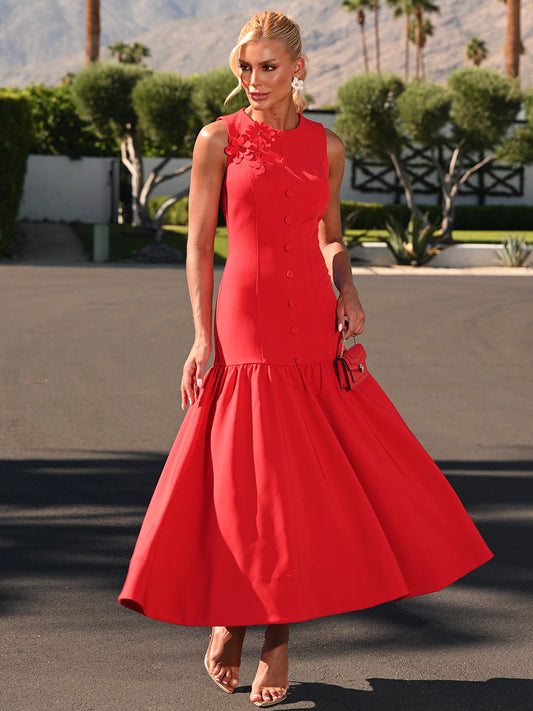 Vestido Midi Vermelho Doce Charm