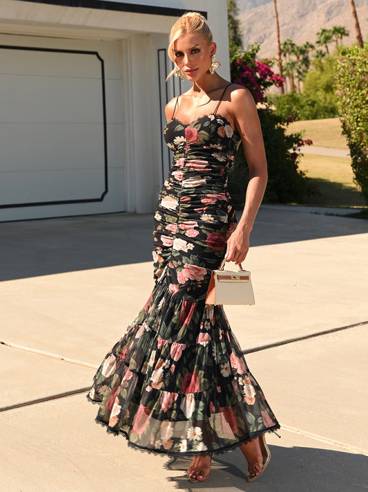 Vestido Midi Plissado Floral Garden