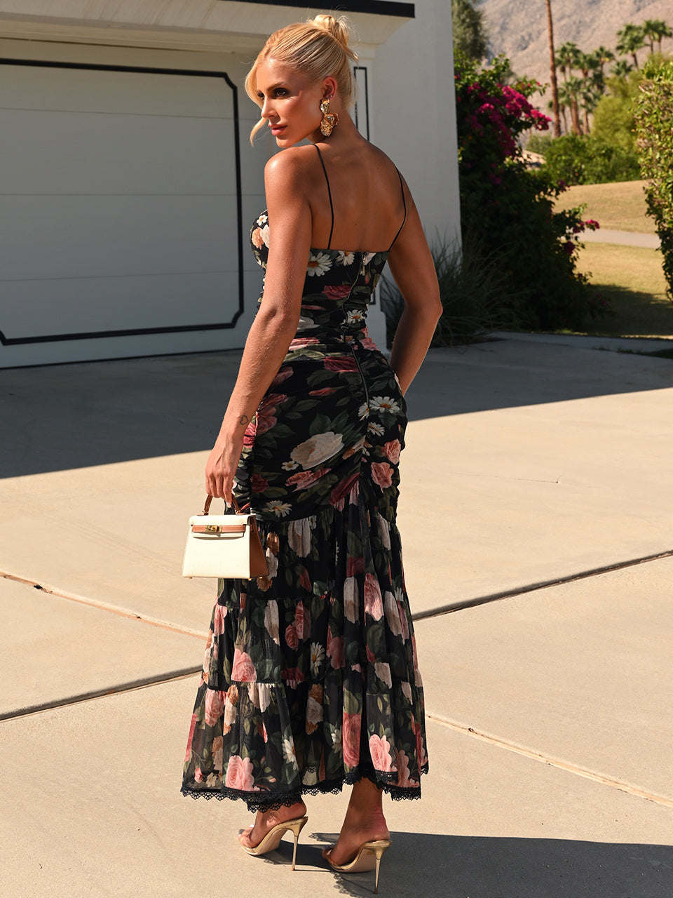 Vestido Midi Plissado Floral Garden