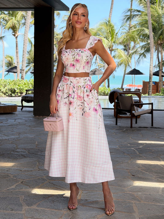Conjunto Midi de Crepe Floral Bella di Positano