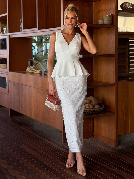 Conjunto Midi Off White Bella Di Sorrento