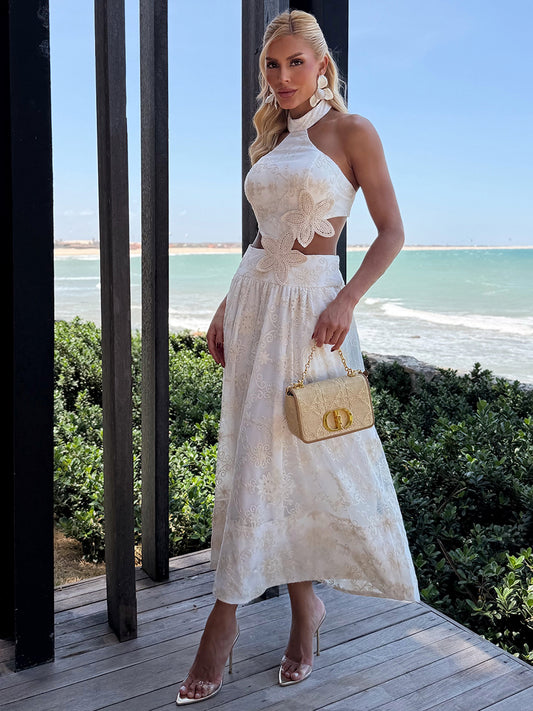 Vestido Midi de Tule Off White Bella di Fiore