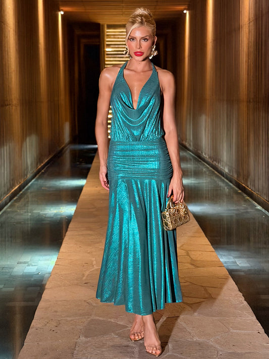 Vestido Midi de Malha Verde Bella di Capri