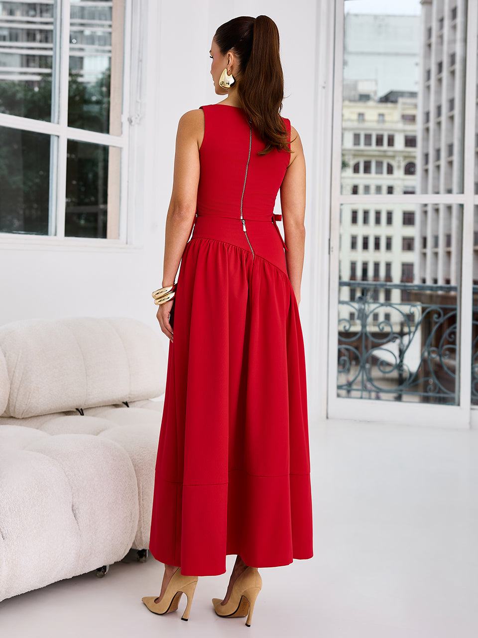 Conjunto Secretos Midi em Crepe Vermelho | Limonada Pink