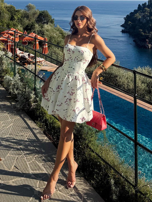 Vestido Curto de Crepe Floral Bella di Ferrara