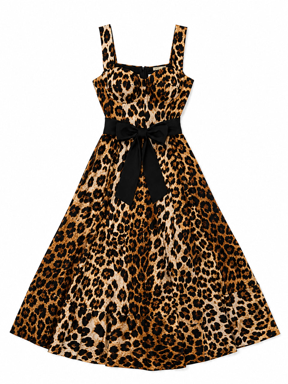 Vestido Midi Animal Print em Crepe com Faixa Veneza