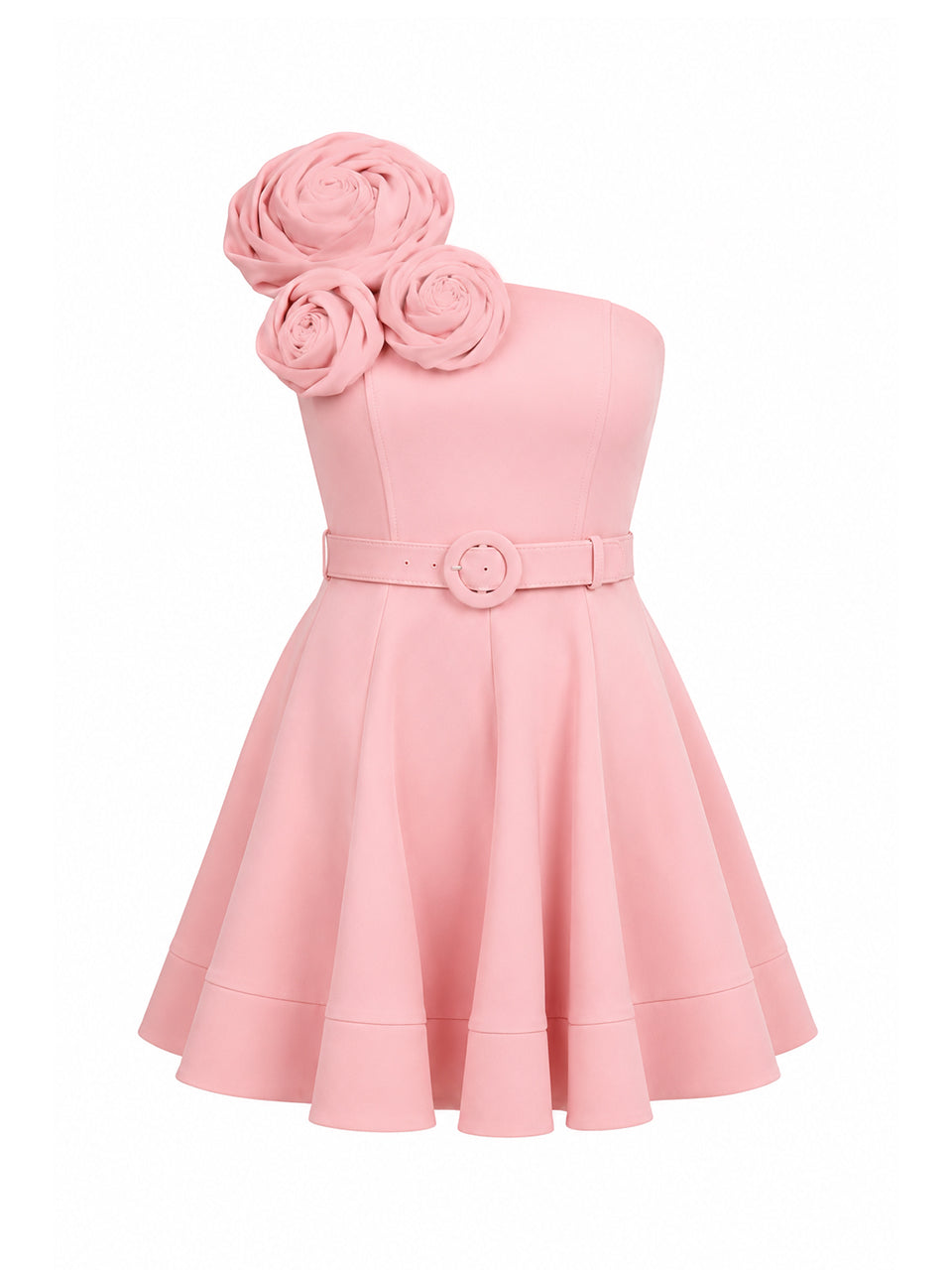 Vestido Curto Rosa Rosé Bloom Com Cinto