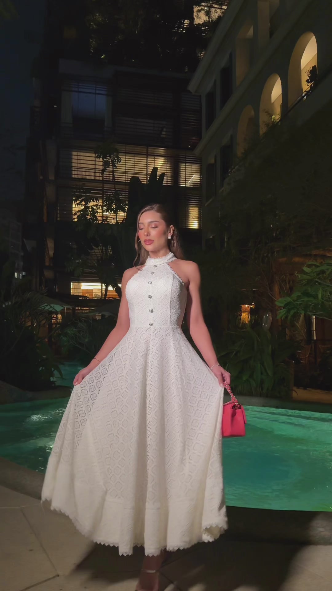 Fresh Purity Off-White Lace Midi Dress