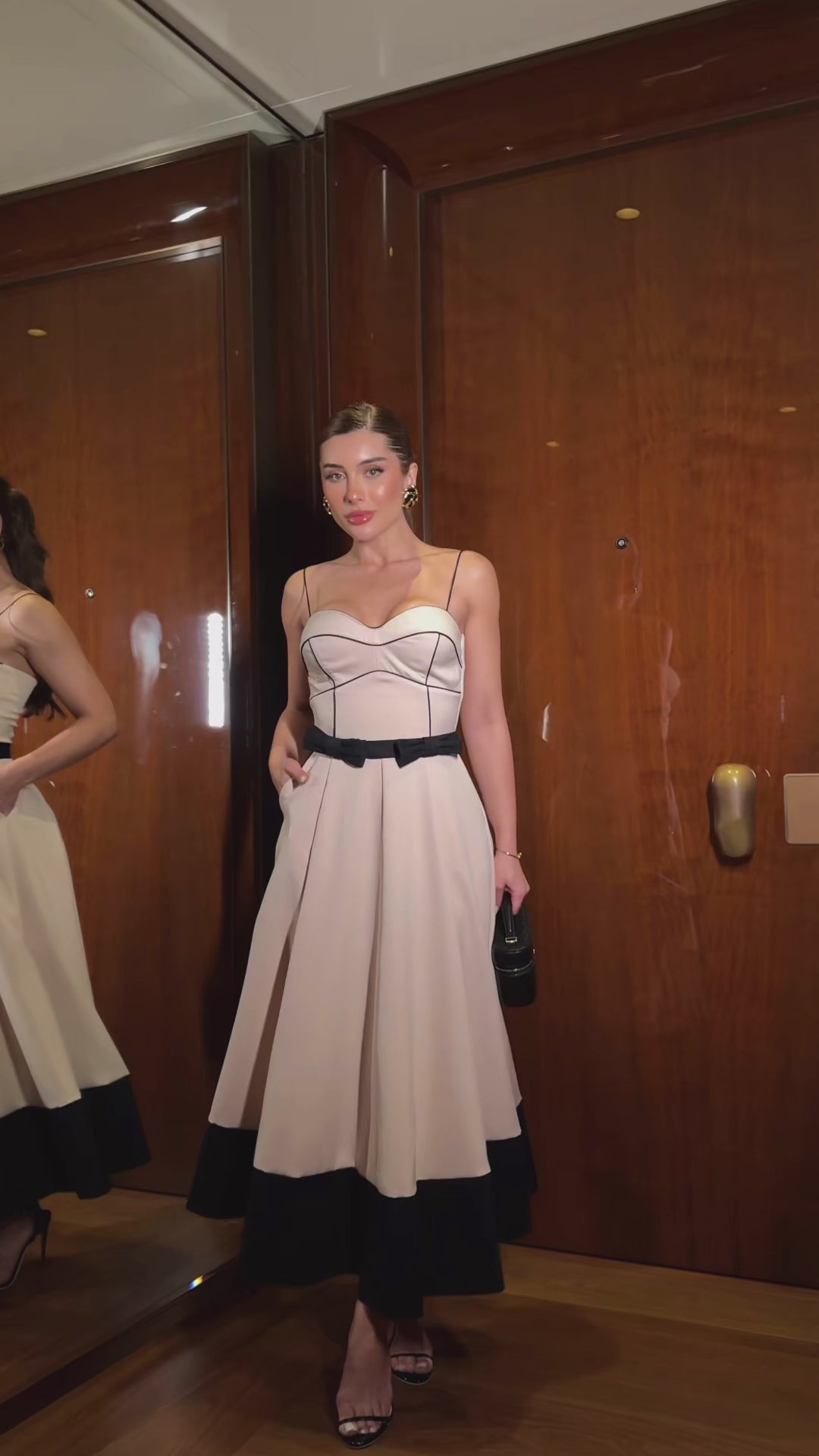 Nude Midi Dress in Bianca Crepe