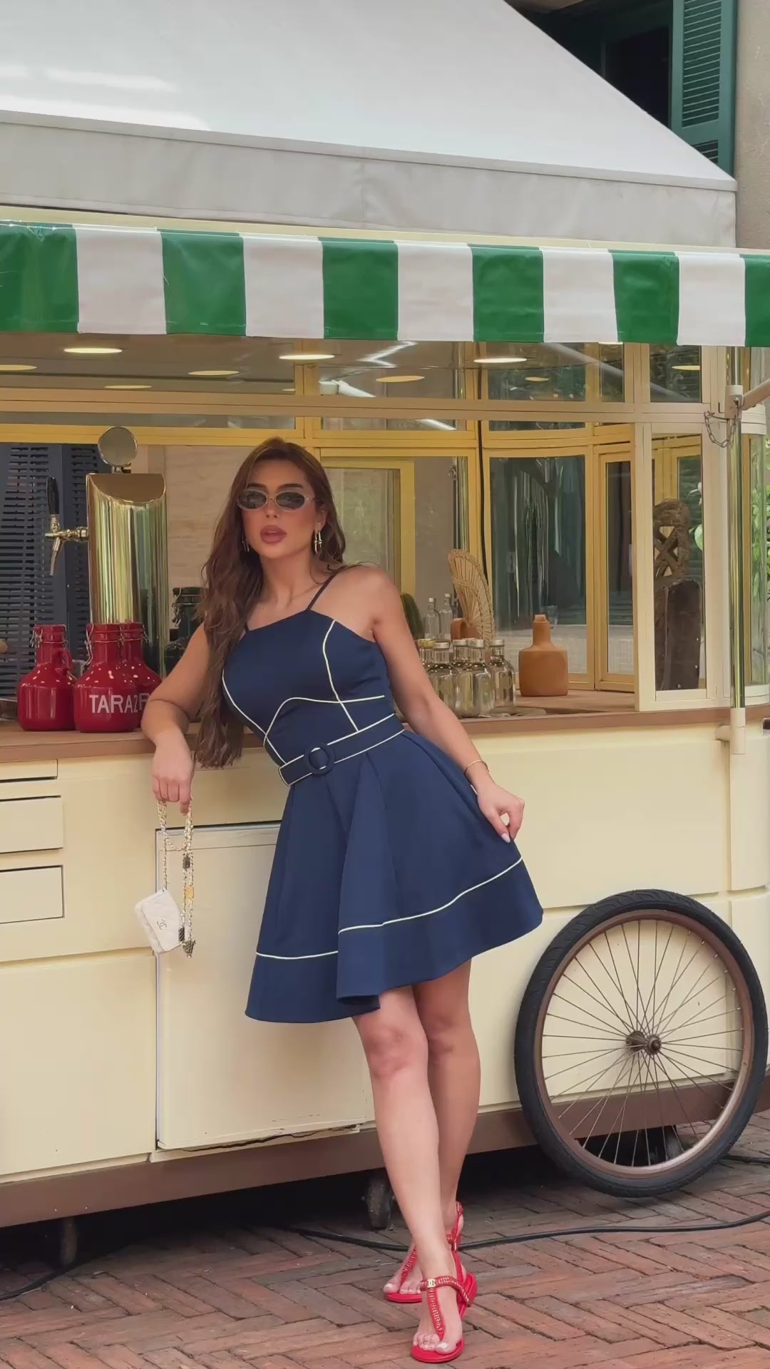 Short Navy Blue Crepe Dress Fresh Blu Marina