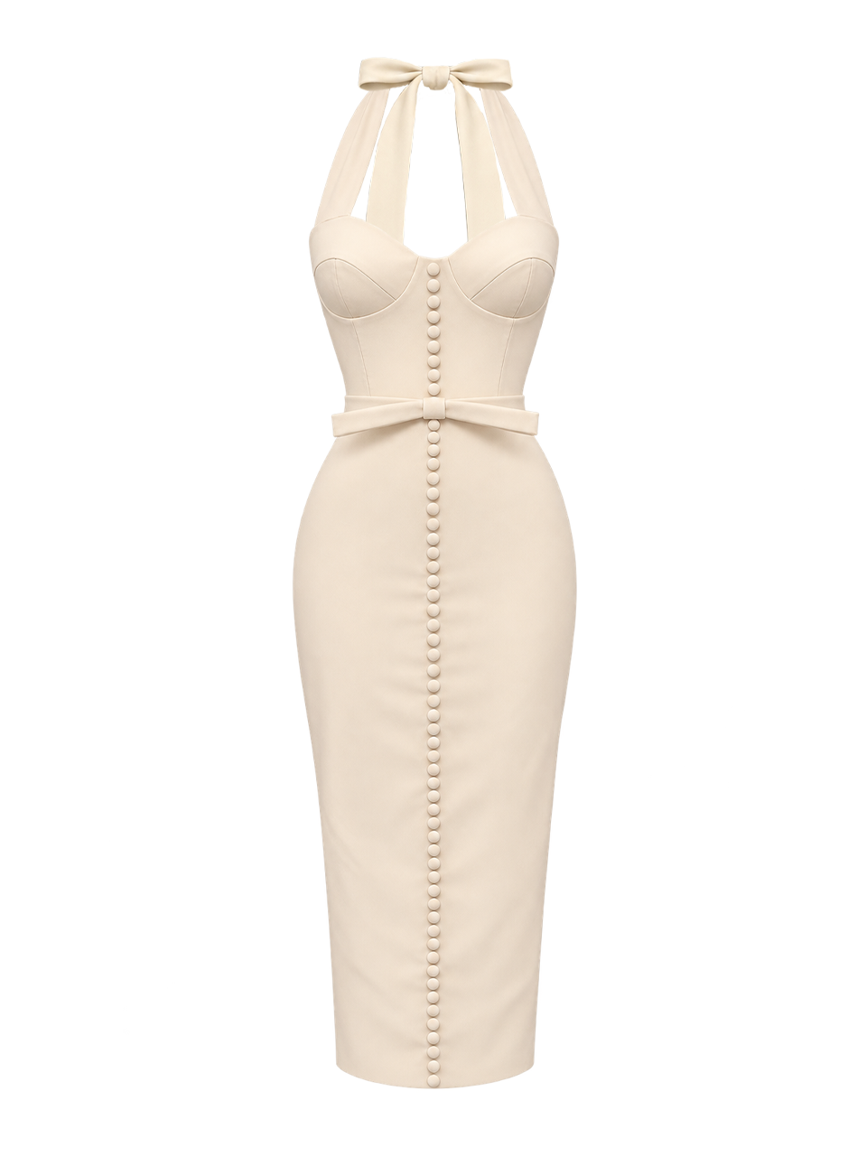 Vestido Petaline Midi Creme em Crepe Alfaiataria Premium | Limonada Pink
